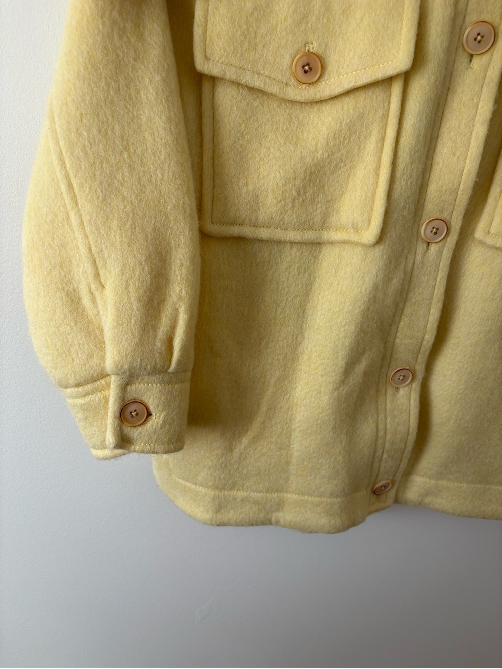 Mango Oversized Utility Jacket Butter Yellow Wool-Look Size Small Fall Chic - Picture 9 of 12